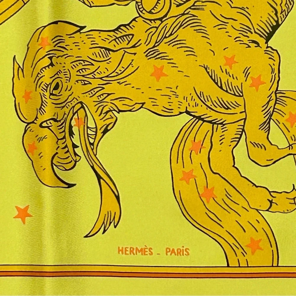 Hermès “Hémisphærium Coeli Boreale” Silk Scarf – Yellow Zodiac Constellation - Picture 2 of 8